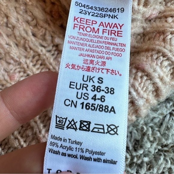 NWT Women's Topshop Textured Pointelle Mock Neck Sweater, Size S Pink - Picture 8 of 8